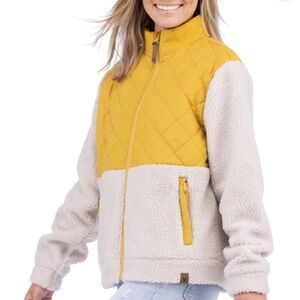 Women's Quilted Sherpa Jacket - Mustard and Cream